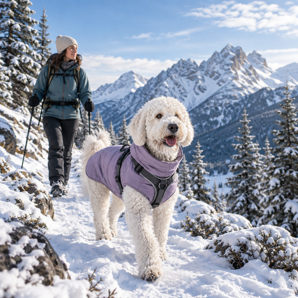 Ruta invernal de montaña con tu perro