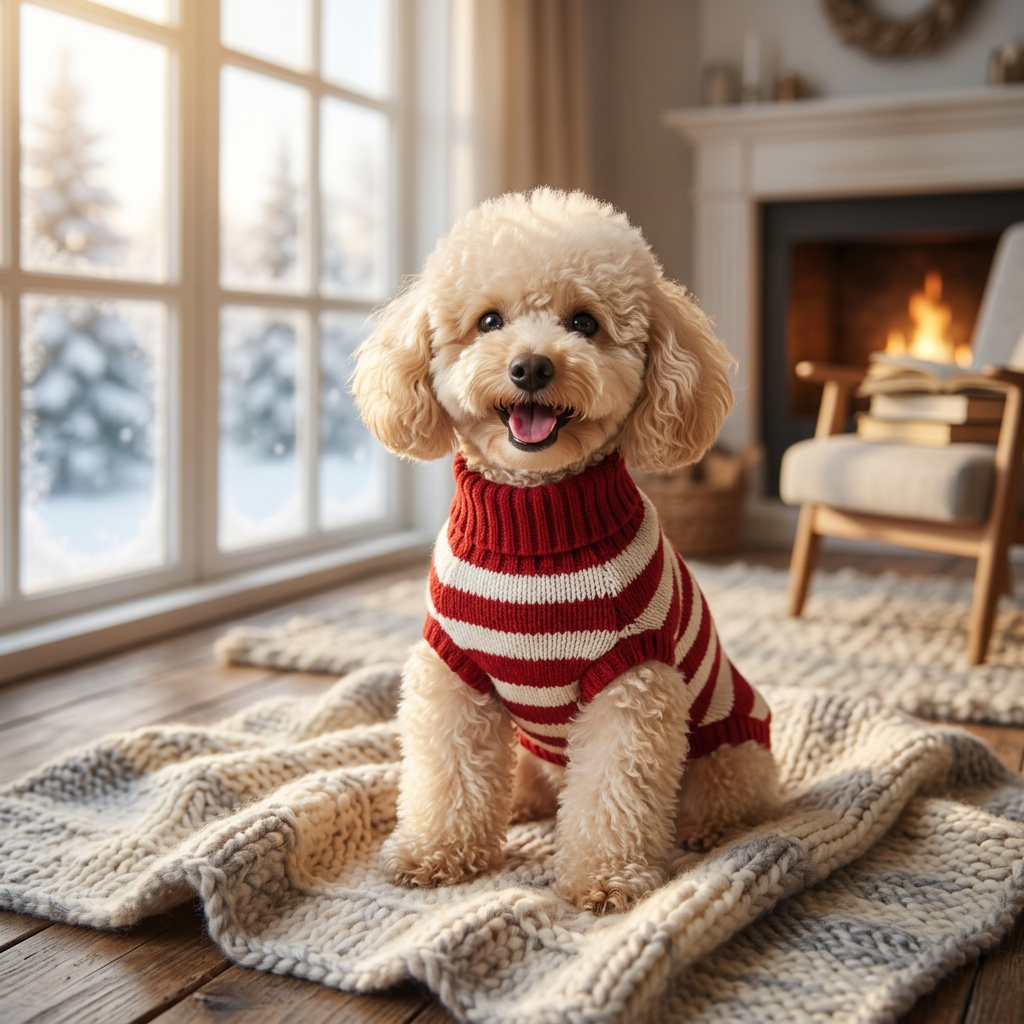 Jersey de lana a rayas para perros, cálido y elástico