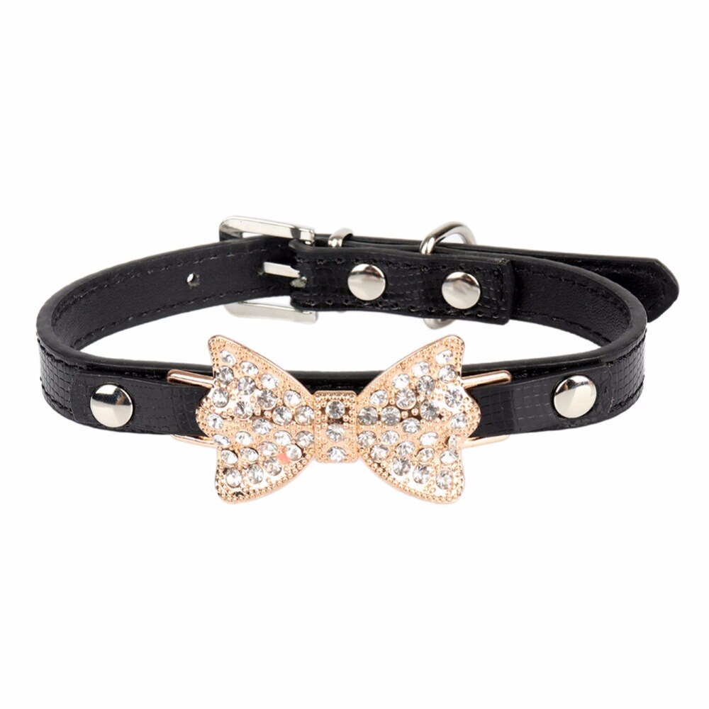 Collar negro ajustable con rhinestones para gatos, foto 4 de 9