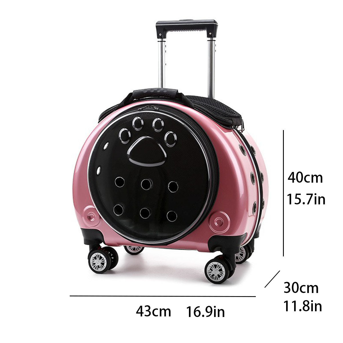 Transportín mochila transparente con ruedas para perros y gatos