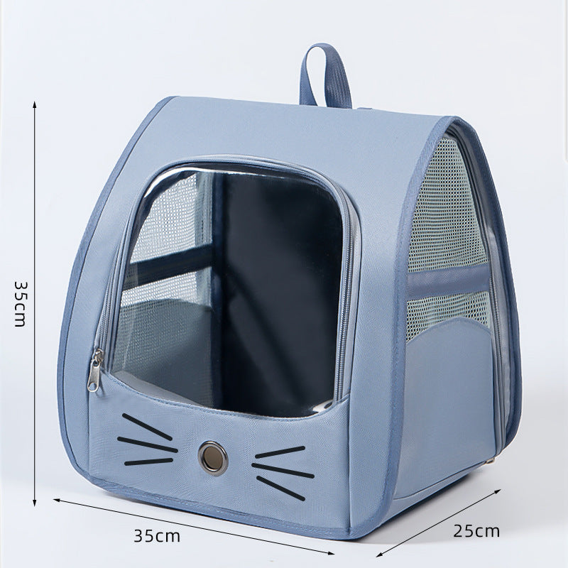Mochila transportadora transpirable para perros y gatos en color azul