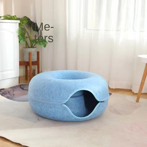 Cama donut para gatos con túnel y juguete, foto 2 de 10
