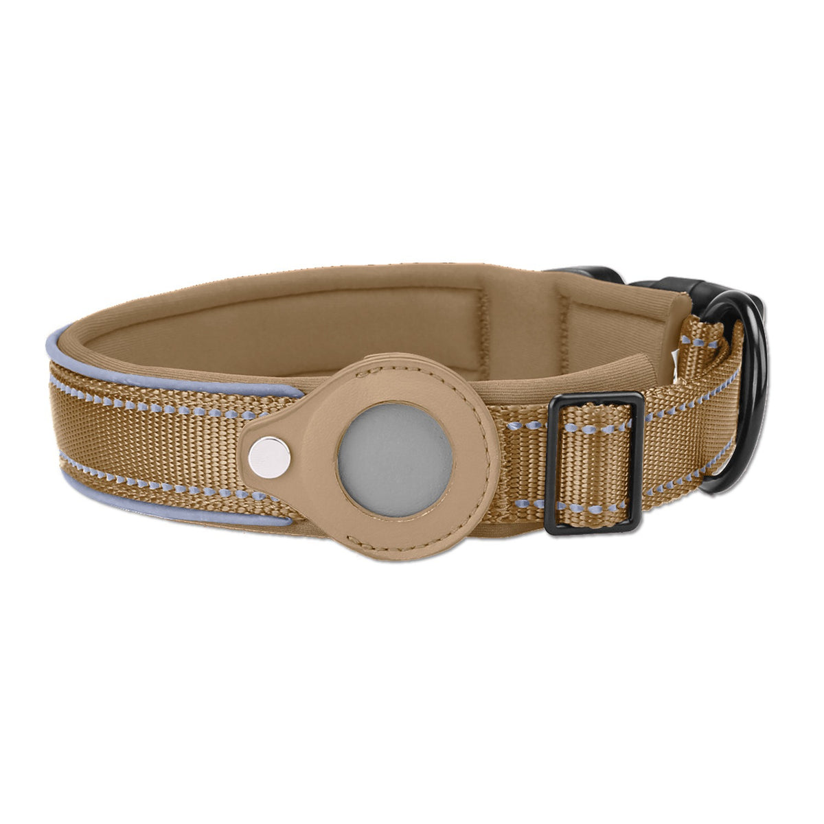 Collar ajustable para perro y gato compatible con AirTag en color caqui