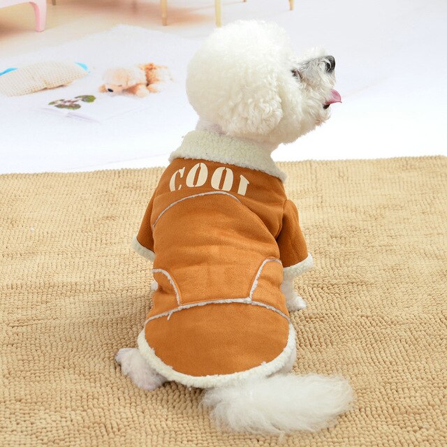 Abrigo de ante con borreguito para perro pequeño