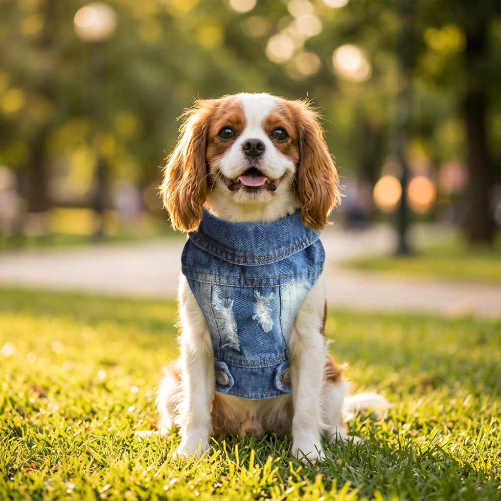 Chaqueta vaquera para perro pequeño con bordados