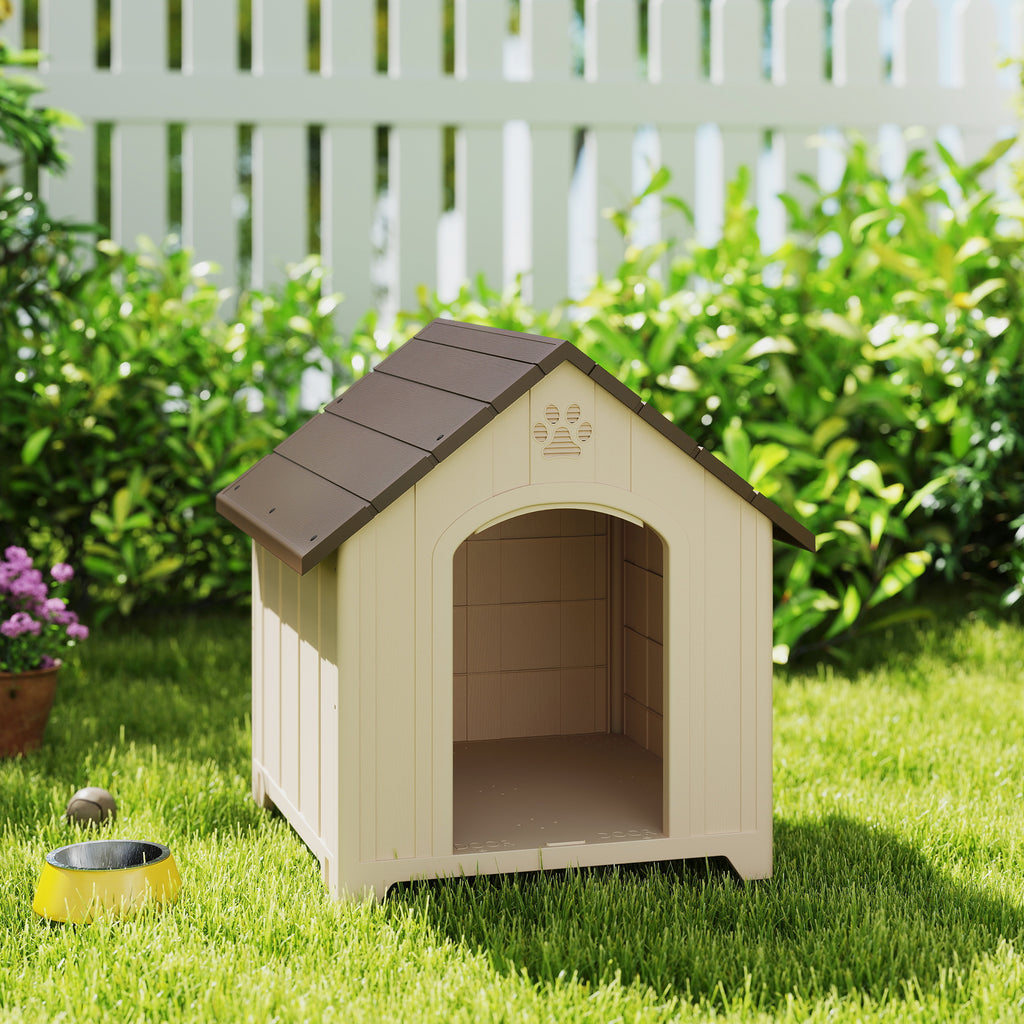 Caseta de plástico beige para perros grandes hasta 30 kg, 88x79x89 cm