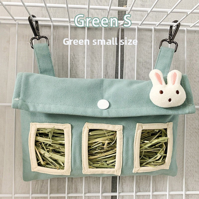 Bolsa Colgante Lavable para Heno de Mascotas Pequeñas – Verde pequeño 22,5 x 15,5 cm