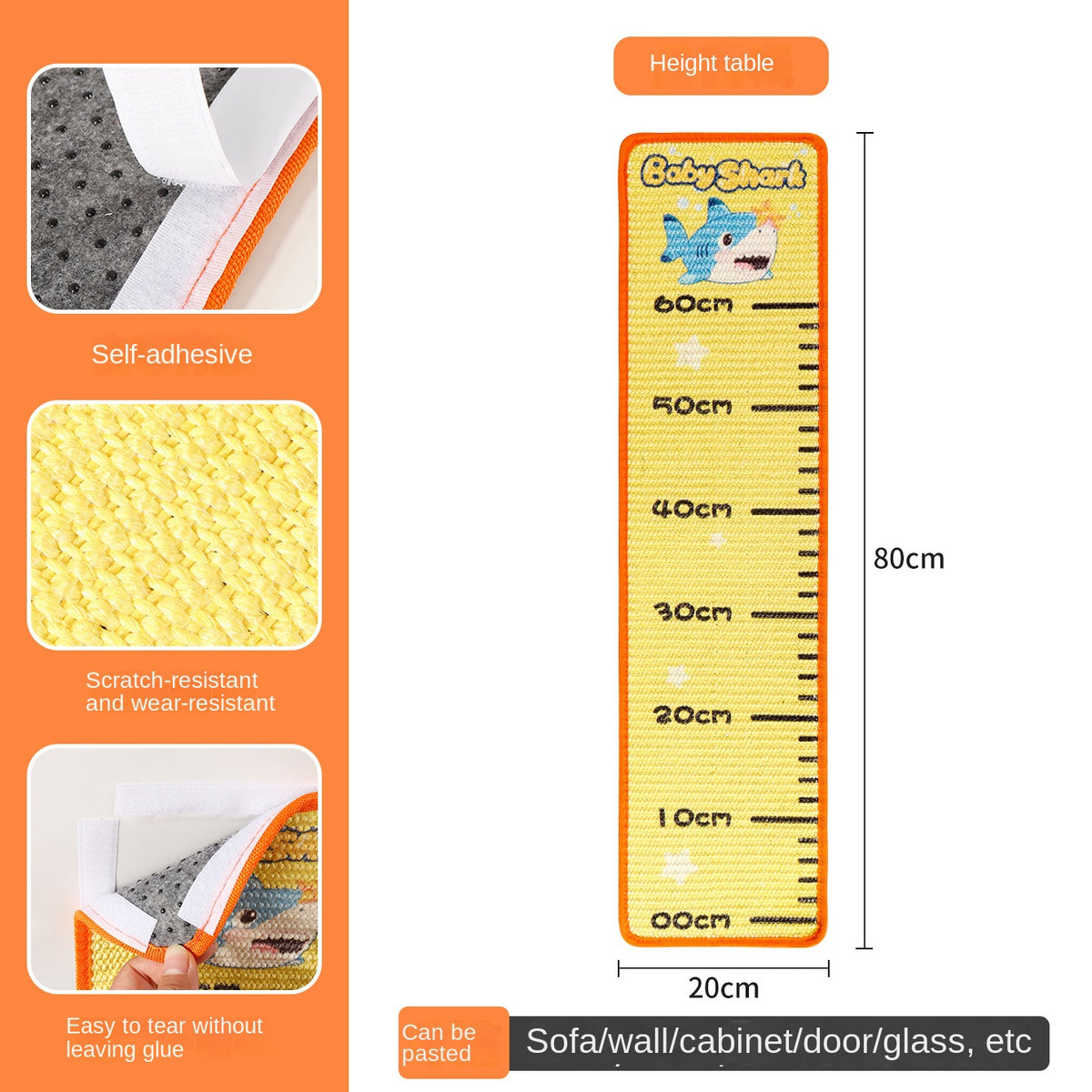 Rascador vertical de pared para gatos de sisal – Tabla de medidas