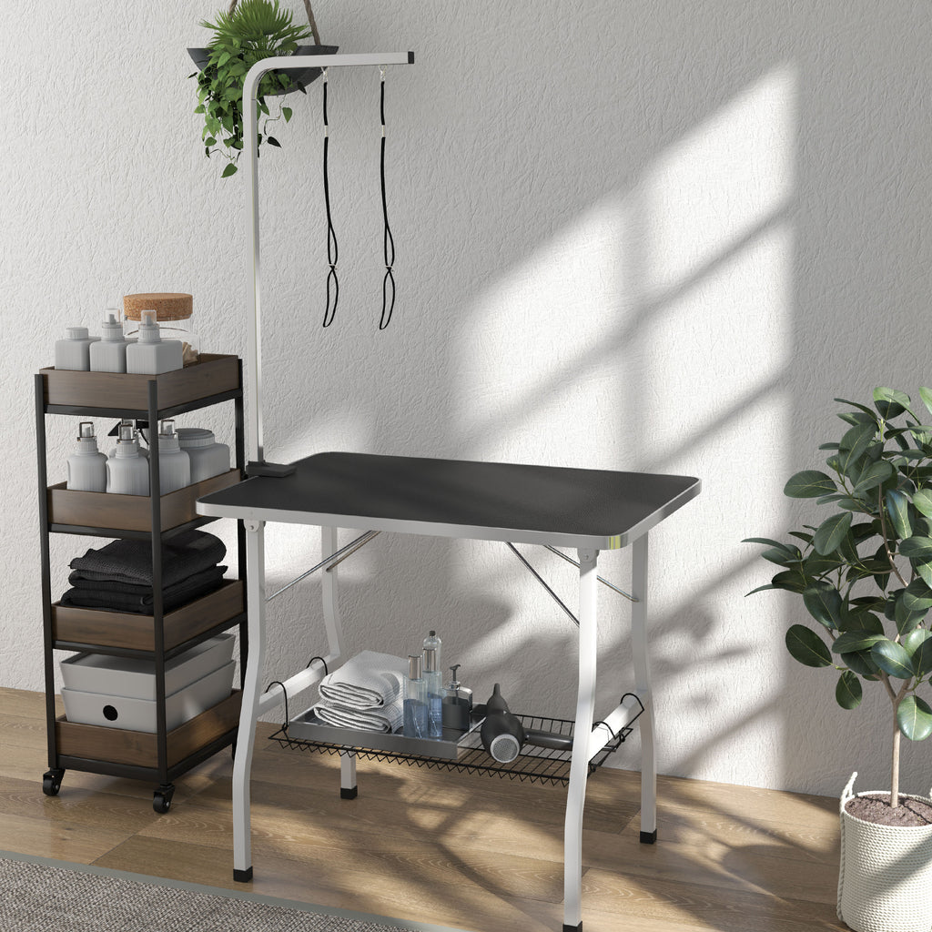 Mesa plegable de peluquería para perros con brazo ajustable