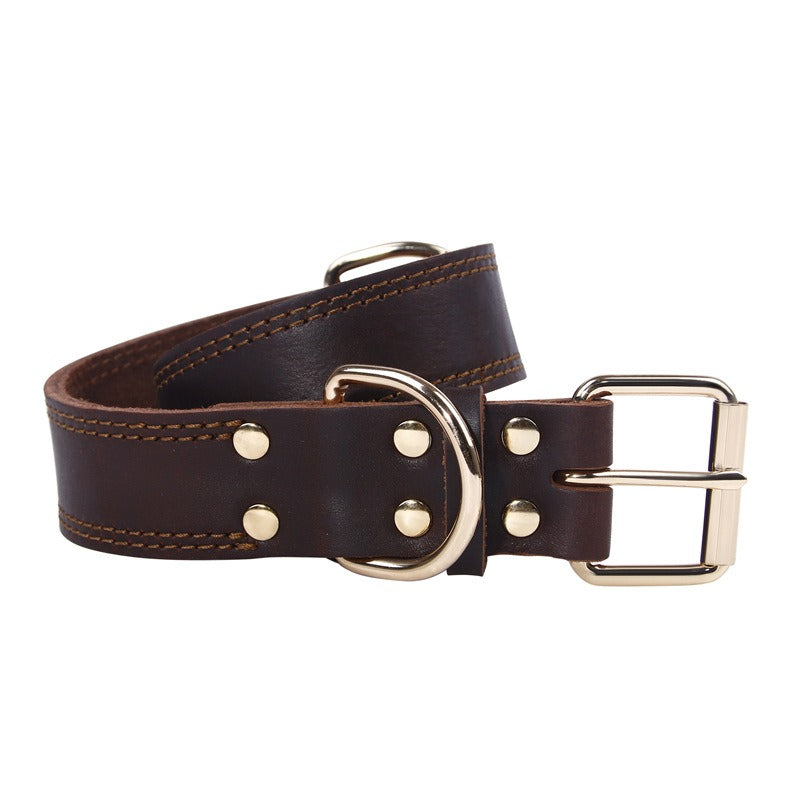 Collar de cuero para perros medianos y grandes con hebilla