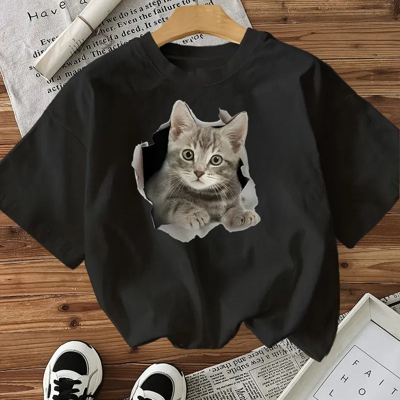 Camiseta de mujer con estampado de gatos