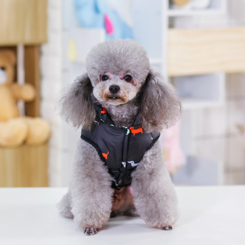 Abrigo acolchado de invierno para perros con cuello alto