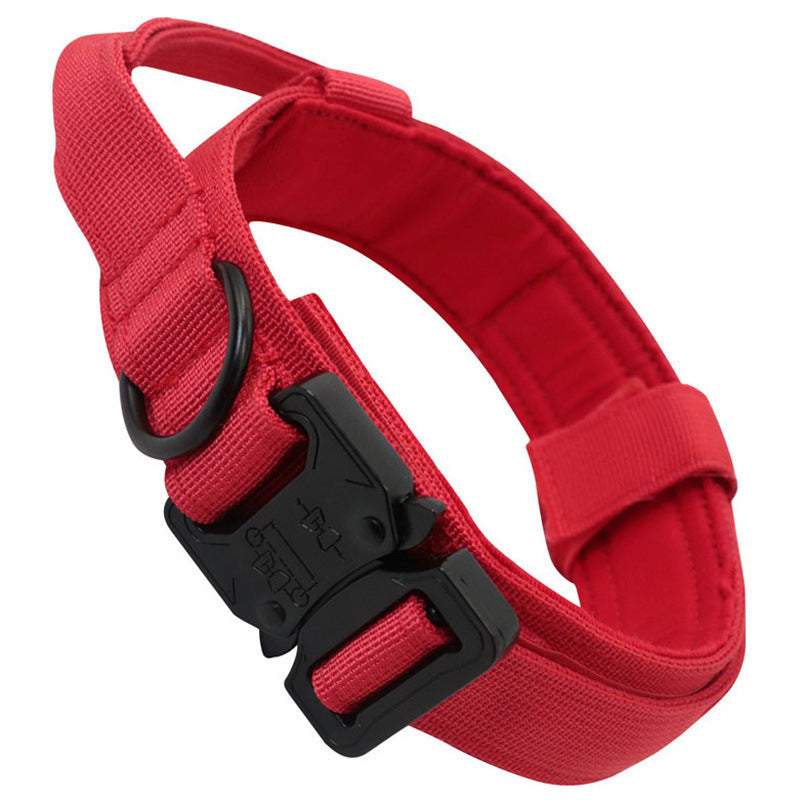 Collar y correa táctica para perros en color rojo