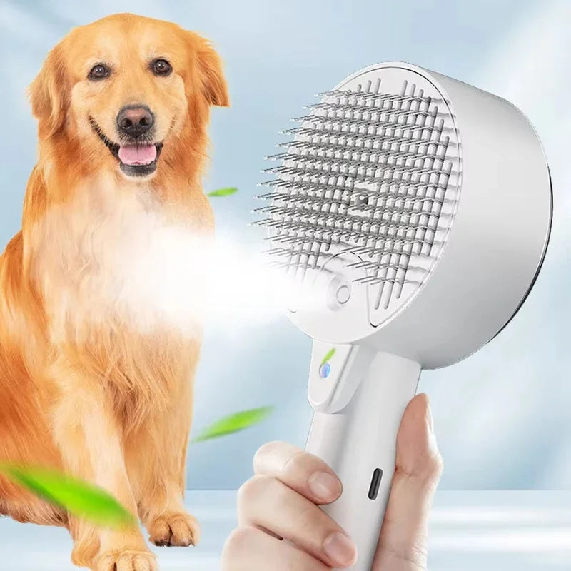 Cepillo eléctrico con spray para perros y gatos