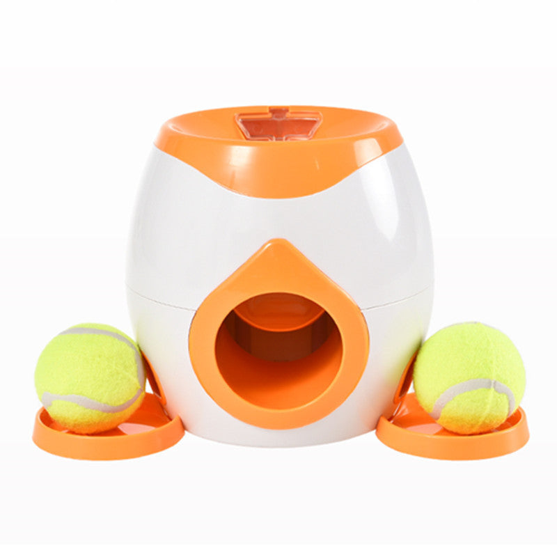 Lanzador de pelotas para perros con 2 bolas en color naranja