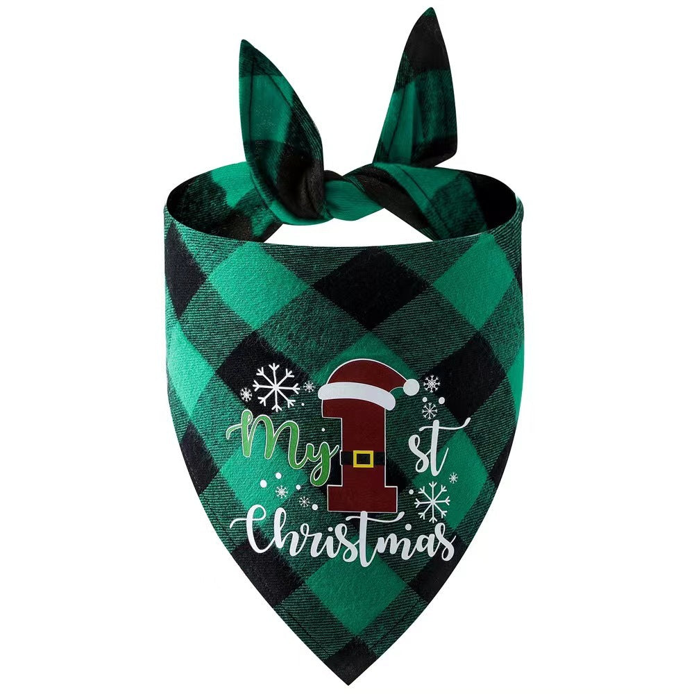 Pañuelo triangular navideño para perros y gatos – Gorro navideño verde y negro