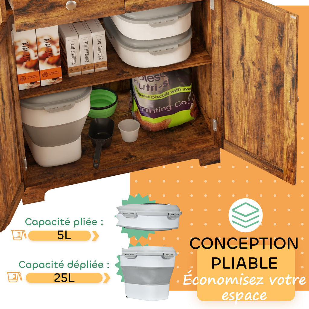 Contenedor plegable hermético para comida de mascotas 25 L