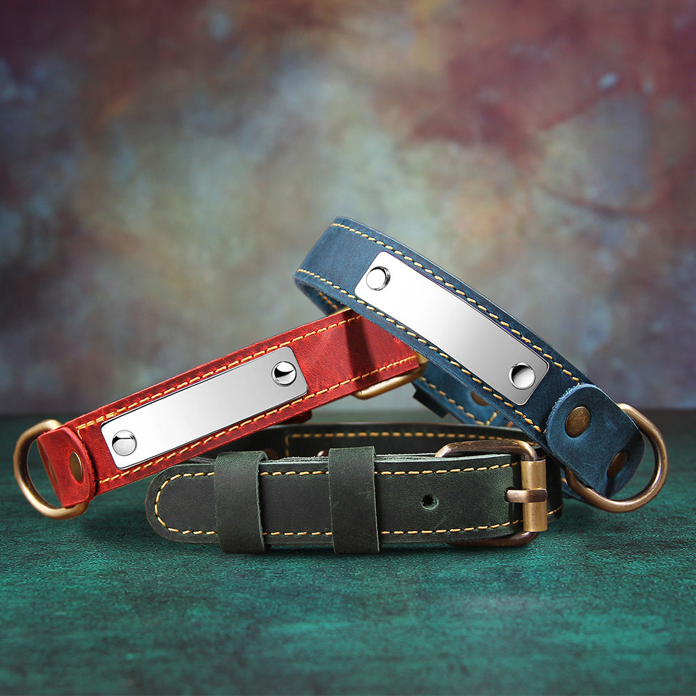 Collar de cuero auténtico resistente para perros