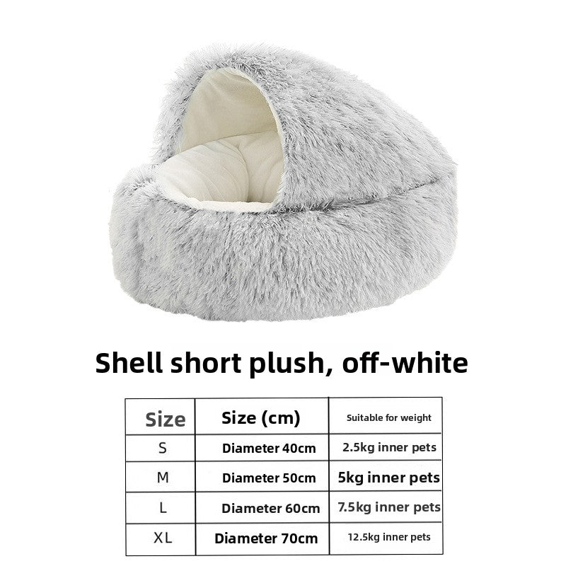 Cama mullida con forma de concha para perros y gatos