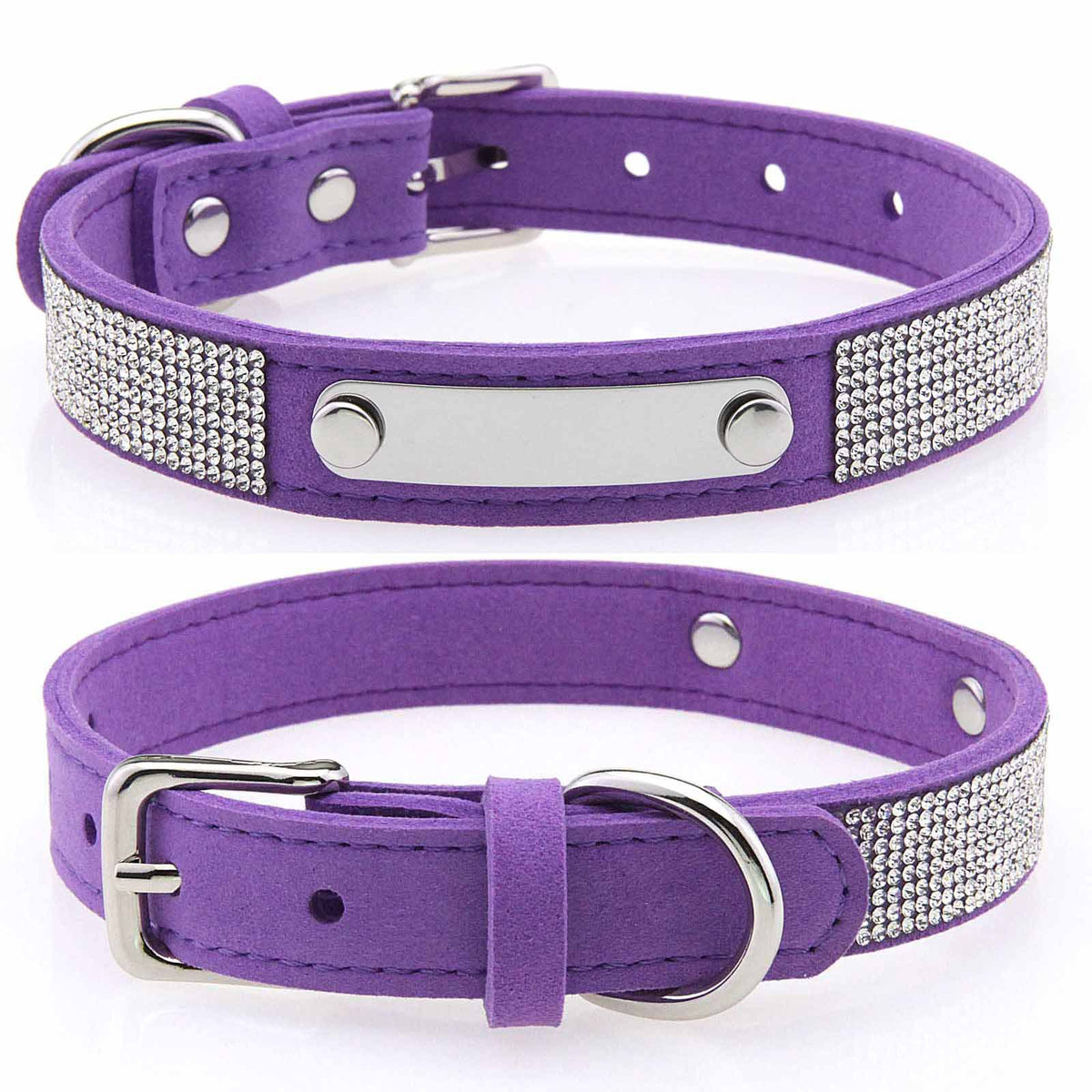Collar ajustable con brillantes para perros y gatos