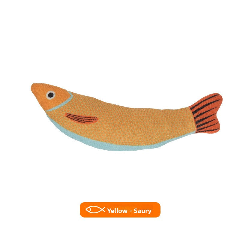 Pez de peluche con hierba gatera para morder y jugar