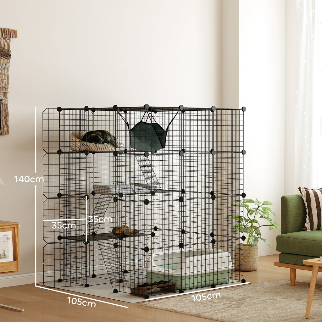 Parque modular de 4 niveles para conejos y gatos