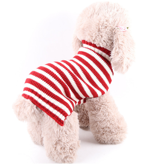 Jersey de lana a rayas para perros, cálido y elástico