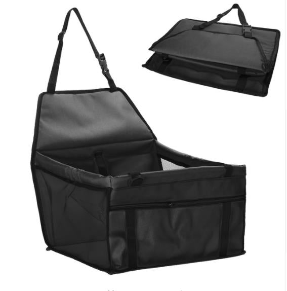 Asiento de coche plegable tipo bolsa con malla para perros y gatos en color negro
