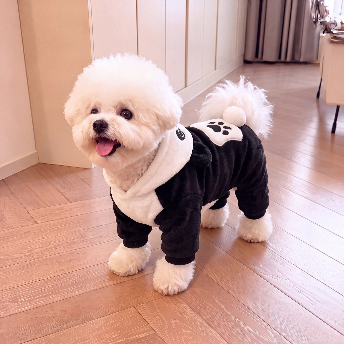 Abrigo polar con diseño de panda para perros
