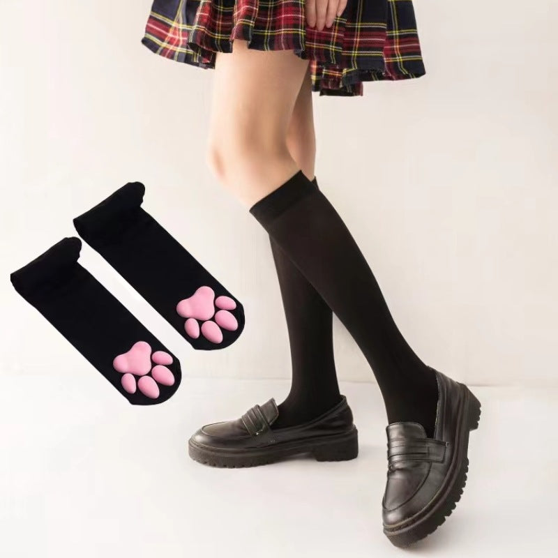 Calcetines con patas de gato 3D y almohadillas de silicona