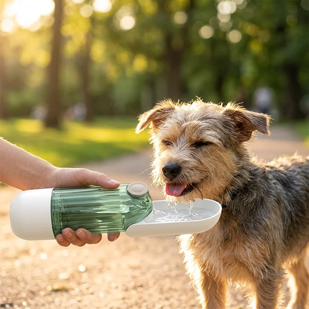 Botella de agua portátil 2 en 1 para perros y gatos