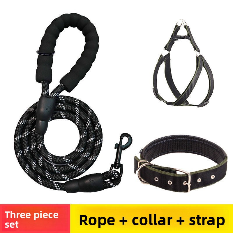 Set reflectante de collar, arnés y correa para perros