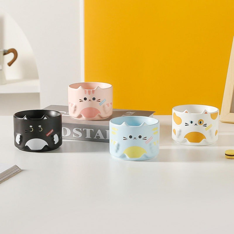 Taza de cerámica con gato de dibujos animados