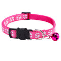Collar ajustable para gato con cascabel y huellas