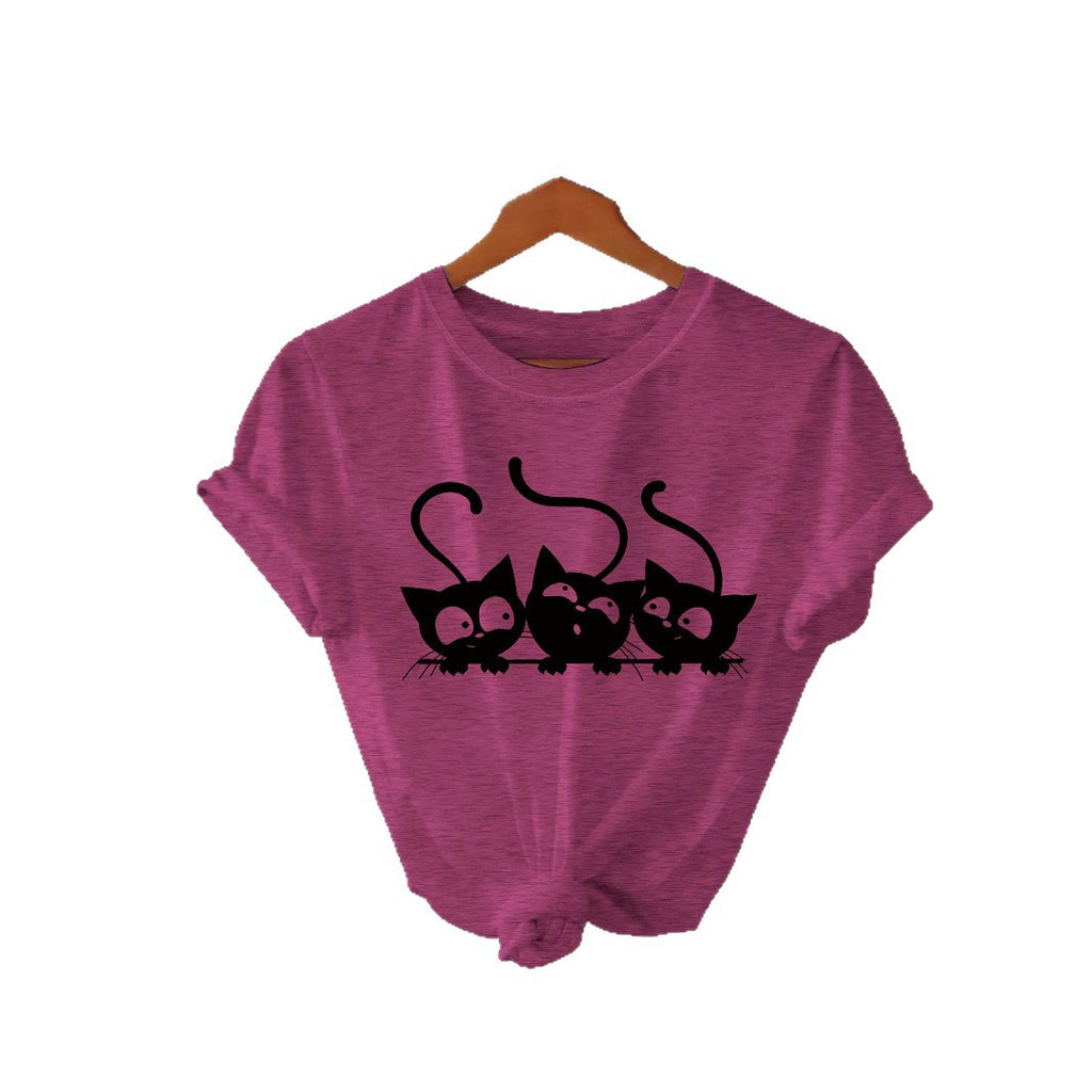 Camiseta estampada de tres gatos
