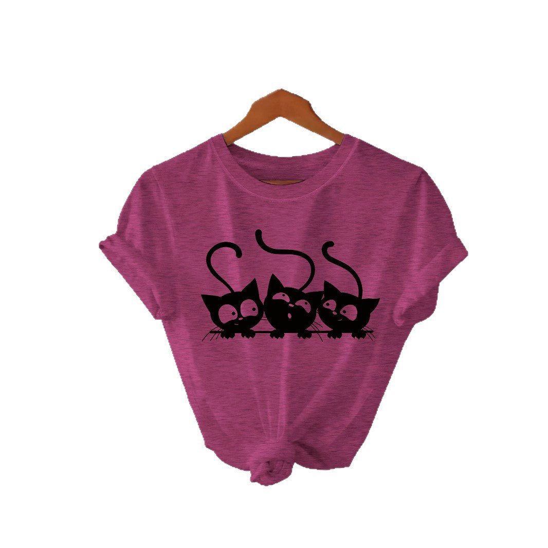 Camiseta estampada de tres gatos