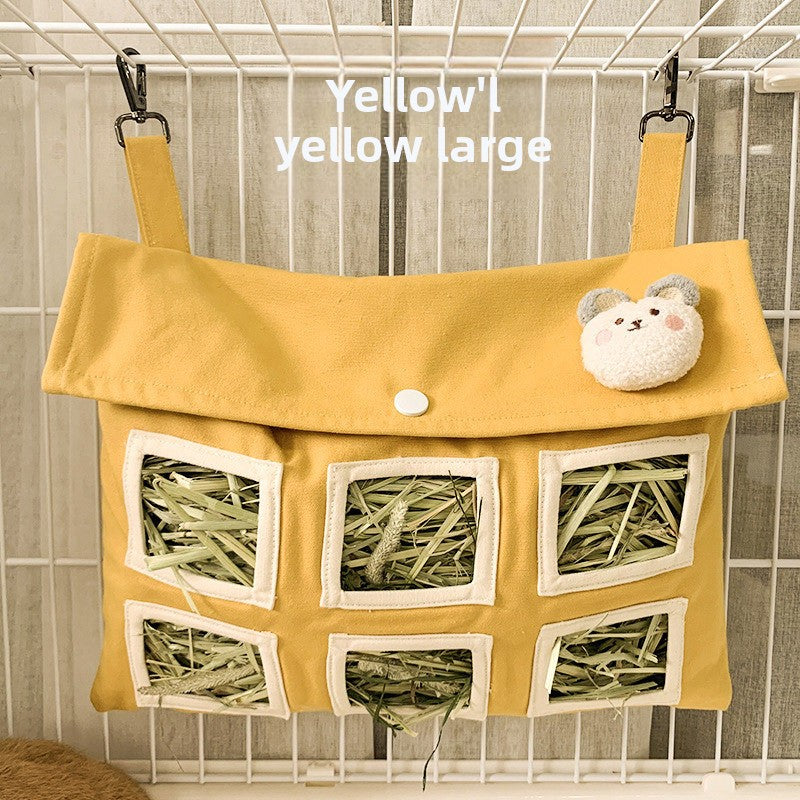 Bolsa Colgante Lavable para Heno de Mascotas Pequeñas – Amarillo grande 33 x 24 cm
