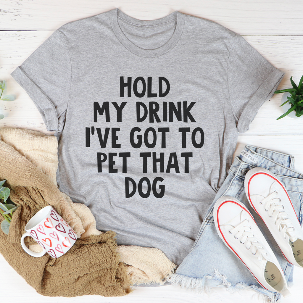 Camiseta Merchmallow: tengo que acariciar a ese perro – Gris jaspeado
