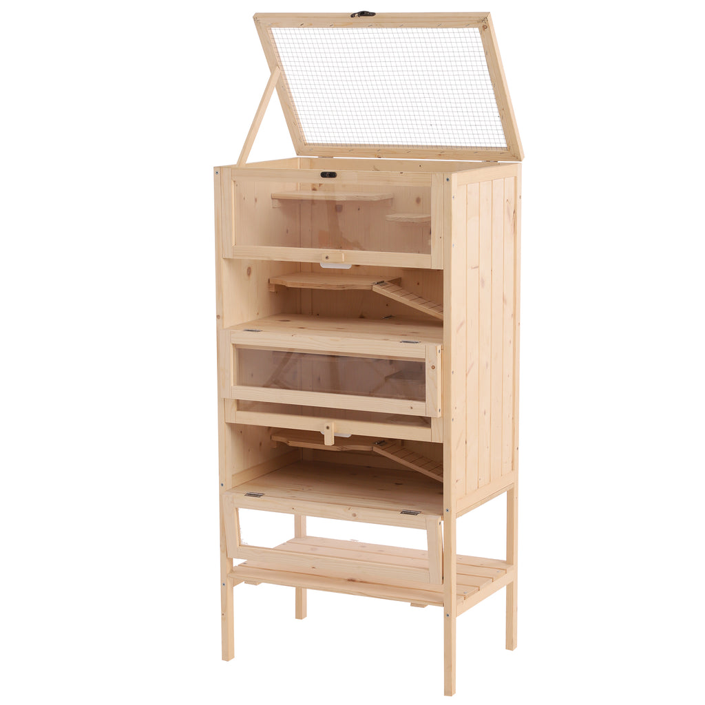 Jaula de madera de pino de 5 pisos para hámsters y roedores, 60 x 40 x 120 cm, foto 4 de 9