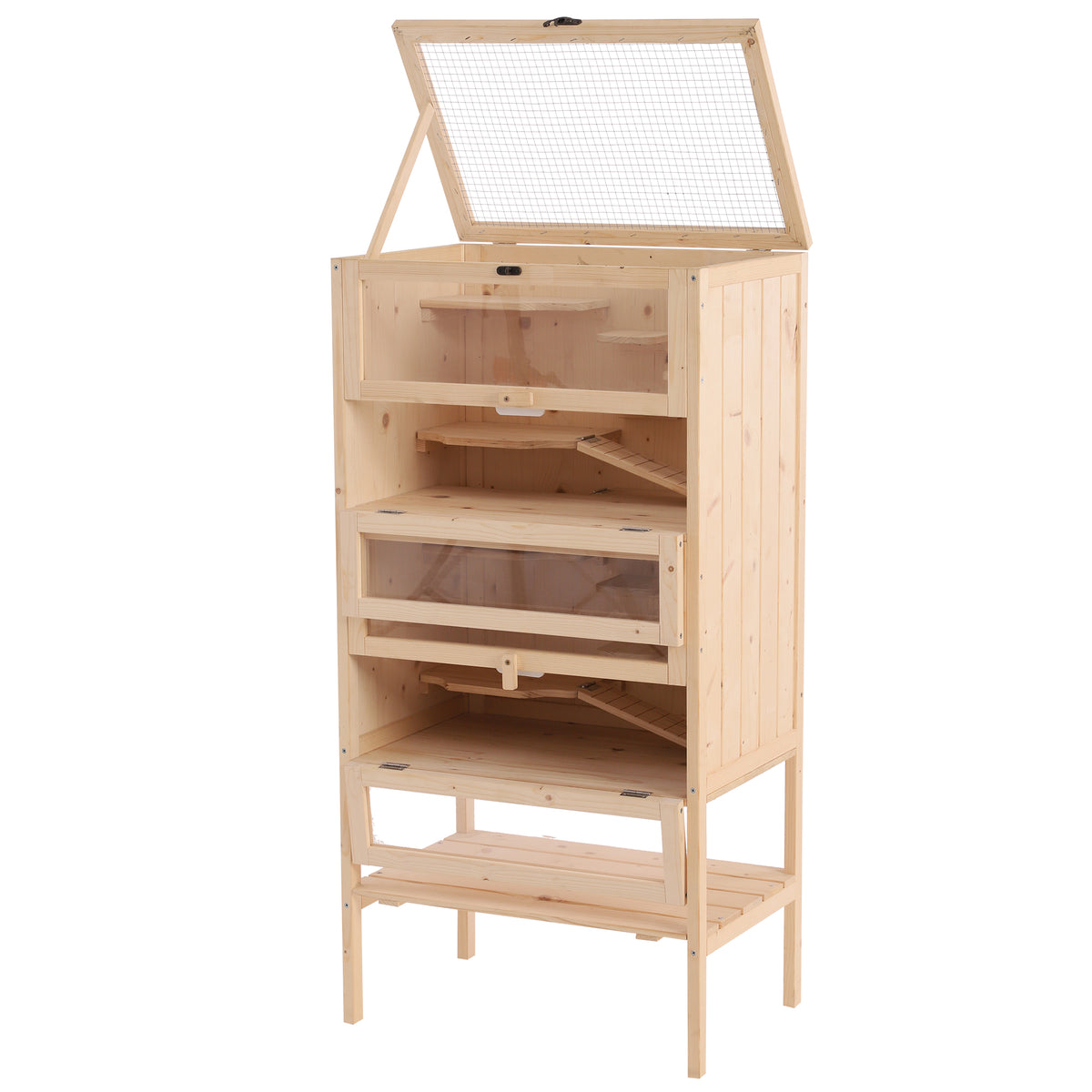 Jaula de madera de pino de 5 pisos para hámsters y roedores, 60 x 40 x 120 cm, foto 4 de 9