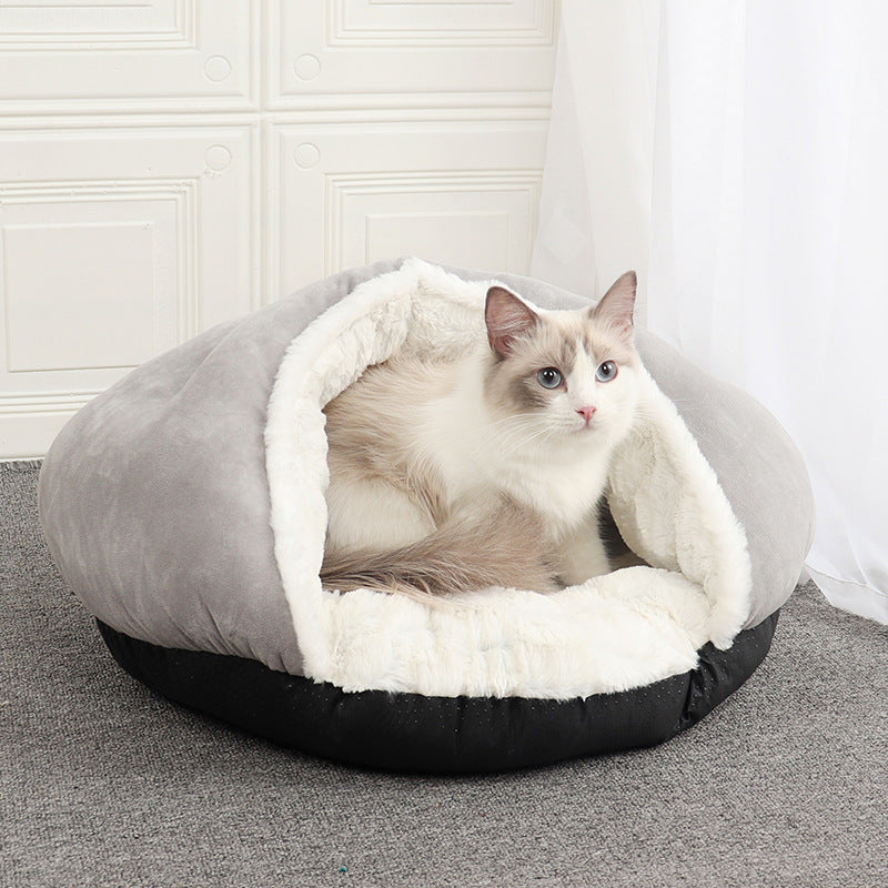 Cama cueva de felpa para perros y gatos