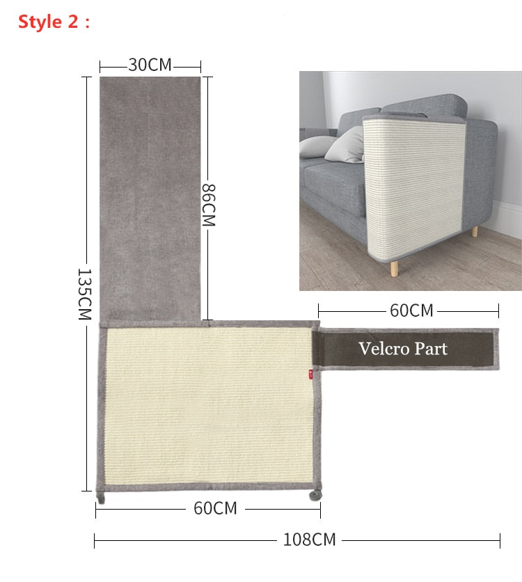 Rascador de sisal y protector de sofá para gatos
