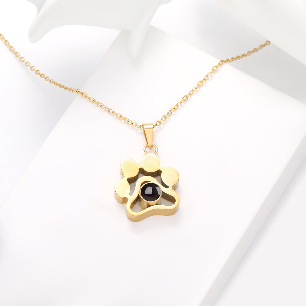 Collar con colgante de huella de perro «Te quiero» en varios idiomas