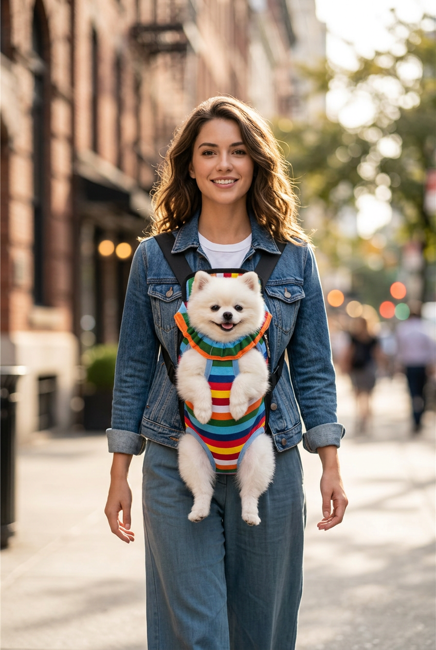 Mochila portabebés para perros y gatos, con patas fuera