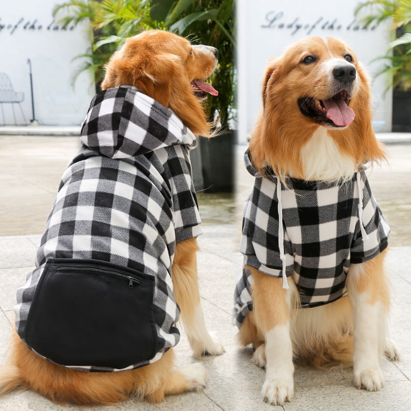 Sudadera polar con cremallera y bolsillo para perros y gatos – Cuadros blanco y negro