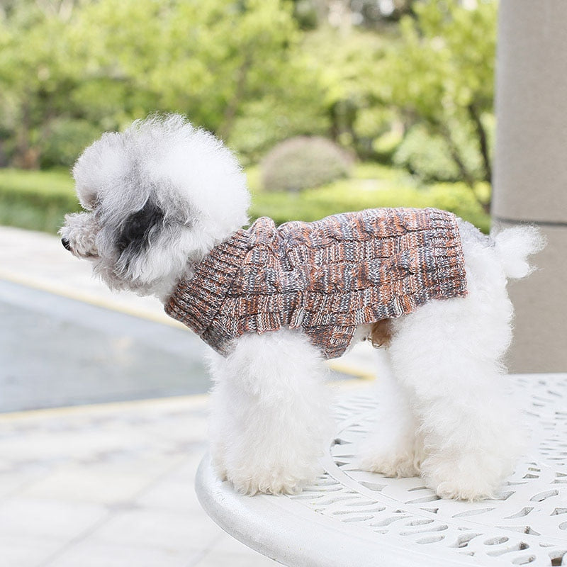 Jersey de punto de cuello alto para perros pequeños y gatos