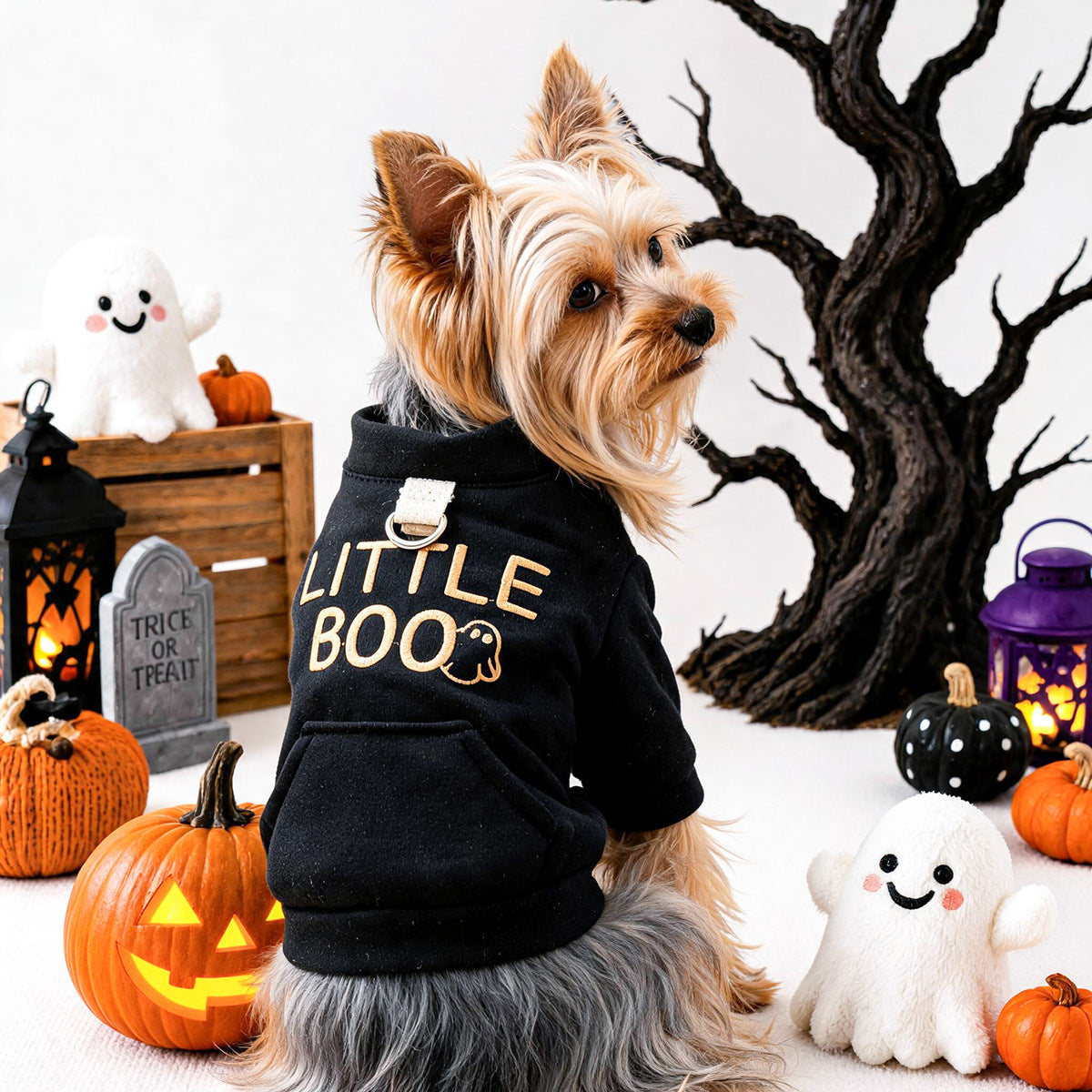 Sudadera negra para perros y gatos pequeños