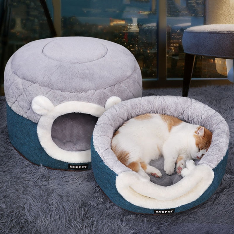 Cama cueva de felpa cálida para perros pequeños y gatos, foto 2 de 8