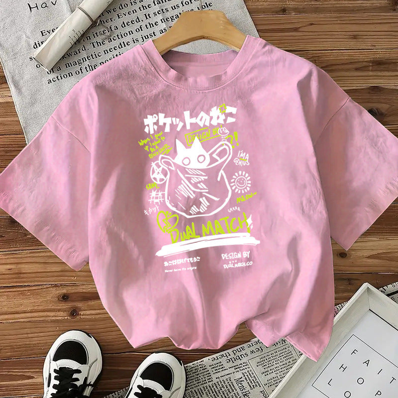 Camiseta de algodón con estampado de gatos