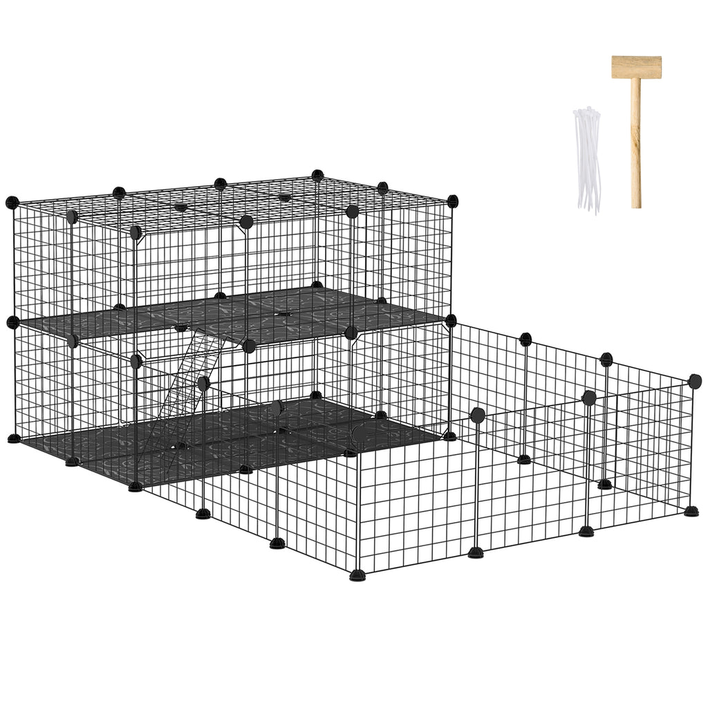 Parque modular de 2 niveles para pequeños animales, 175 cm